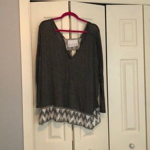 Dolan Slouchy Grey Sequin Top EUC